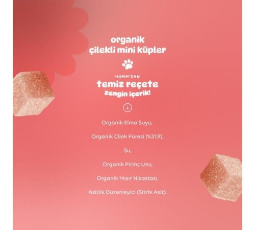 Humm Organik Çilekli Glutensiz Vegan Mini Küpler 30 Gr Humm Organik Çilekli Glutensiz Vegan Mini Küpler 30 Gr
