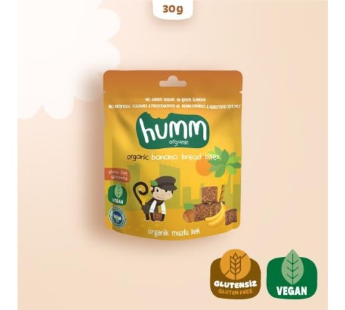 Humm Organik Glutensiz Vegan Muzlu Kek 30 Gr Humm Organik Glutensiz Vegan Muzlu Kek 30 Gr