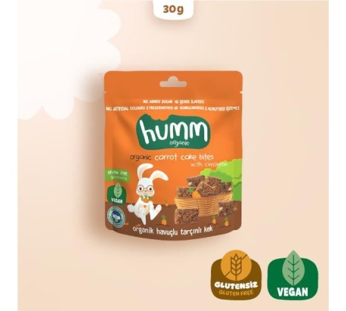 Humm Organik Havuçlu Tarçınlı Vegan Kek 30 Gr Humm Organik Havuçlu Tarçınlı Vegan Kek 30 Gr