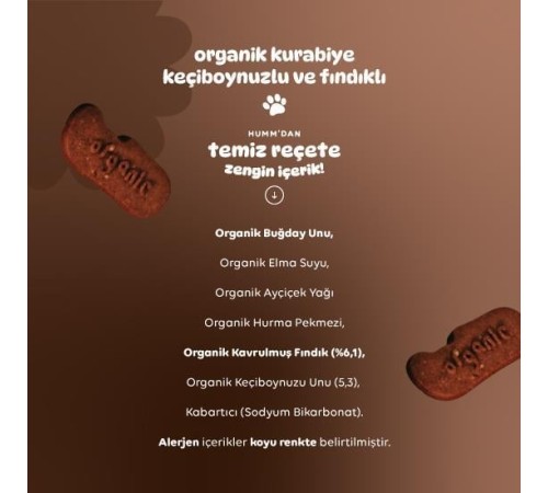 Humm Organik Keçiboynuzlu ve Fındıklı Vegan Kurabiye 55 Gr Humm Organik Keçiboynuzlu ve Fındıklı Vegan Kurabiye 55 Gr