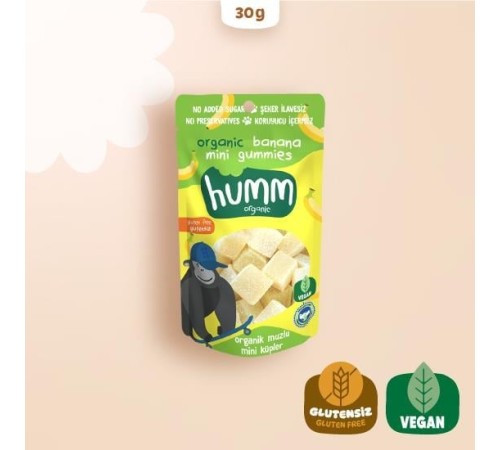 Humm Organik Muzlu Glutensiz Vegan Mini Küpler 30 Gr Humm Organik Muzlu Glutensiz Vegan Mini Küpler 30 Gr