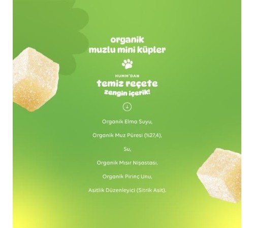 Humm Organik Muzlu Glutensiz Vegan Mini Küpler 30 Gr Humm Organik Muzlu Glutensiz Vegan Mini Küpler 30 Gr