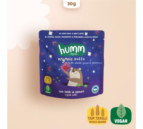 Humm Organik Pancarlı ve Tam Tahıllı Puflar 30 Gr Humm Organik Pancarlı ve Tam Tahıllı Puflar 30 Gr