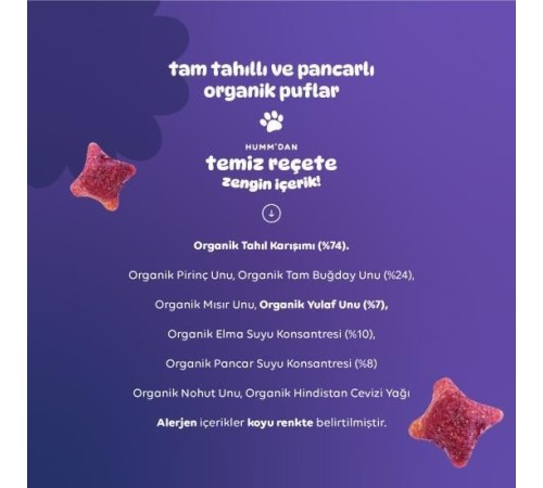 Humm Organik Pancarlı ve Tam Tahıllı Puflar 30 Gr Humm Organik Pancarlı ve Tam Tahıllı Puflar 30 Gr