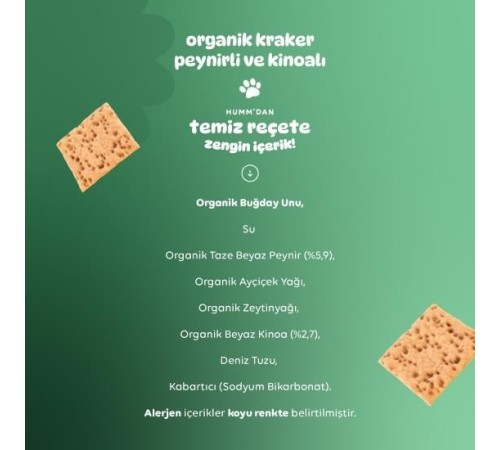 Humm Organik Peynirli Kinoalı Kraker 60 Gr Humm Organik Peynirli Kinoalı Kraker 60 Gr