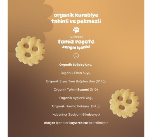 Humm Organik Tahinli ve Pekmezli Vegan Kurabiye 55 Gr Humm Organik Tahinli ve Pekmezli Vegan Kurabiye 55 Gr