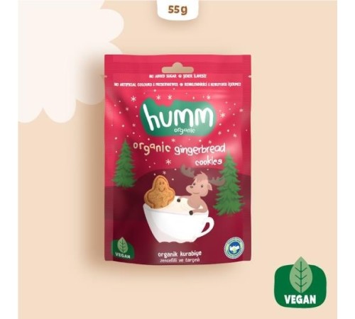 Humm Organik Zencefilli ve Tarçınlı Vegan Kurabiye 55 Gr Humm Organik Zencefilli ve Tarçınlı Vegan Kurabiye 55 Gr