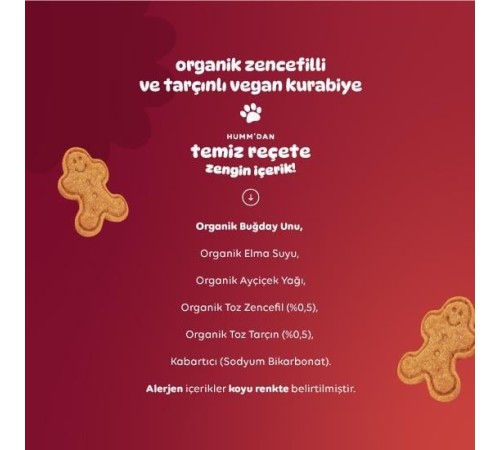 Humm Organik Zencefilli ve Tarçınlı Vegan Kurabiye 55 Gr Humm Organik Zencefilli ve Tarçınlı Vegan Kurabiye 55 Gr