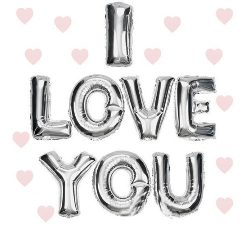   I Love You Folyo Balon Gümüş Renk 35 CM