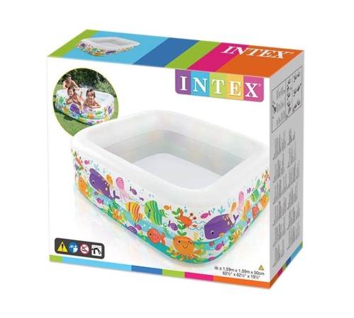 IH57471 Intex Akvaryum Desenli Kare Havuz 159x159x50cm IH57471 Intex Akvaryum Desenli Kare Havuz 159x159x50cm