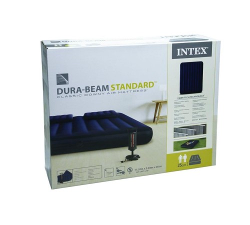 IKY64765 Intex Queen Dura-Beam Klasik Yatak, Yastık, Pompa Set 152x203x25 cm IKY64765 Intex Queen Dura-Beam Klasik Yatak, Yastık, Pompa Set 152x203x25 cm