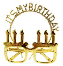 İt&#39;sMyBirthdayYazılıTaçveMumŞekilliGözlükSetiAltınRenk