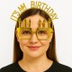 İt&#39;sMyBirthdayYazılıTaçveMumŞekilliGözlükSetiAltınRenk