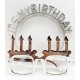 İt&#39;sMyBirthdayYazılıTaçveMumŞekilliGözlükSetiGümüşRenk