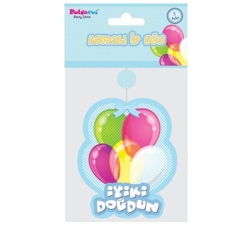 İyiki Doğdun Yazılı Asmalı İp Süs Mavi Renk 3 lü Set 12x45 cm İyiki Doğdun Yazılı Asmalı İp Süs Mavi Renk 3 lü Set 12x45 cm