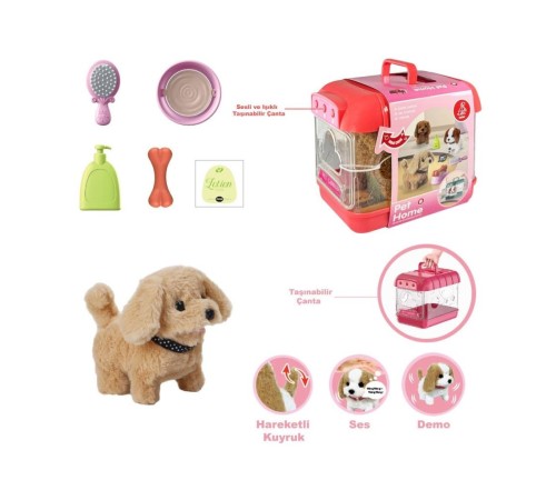 JND-6806 Hareketli Köpek ve Işıklı Sesli Şeffaf Kafes Seti -Vardem Oyuncak JND-6806 Hareketli Köpek ve Işıklı Sesli Şeffaf Kafes Seti -Vardem Oyuncak