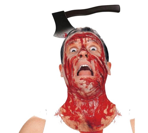 Kafaya Saplanmış Halloween Kanlı Balta Şaka Tacı Kafaya Saplanmış Halloween Kanlı Balta Şaka Tacı