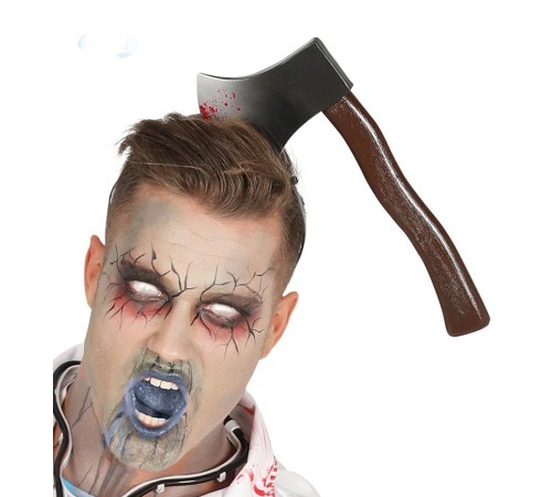 Kafaya Saplanmış Halloween Kanlı Balta Şaka Tacı Kafaya Saplanmış Halloween Kanlı Balta Şaka Tacı