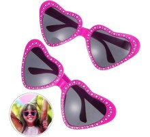 KalpŞekilliTaşlıPartiGözlüğüPembeRenk6x16cm