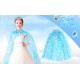 Karlar Ülkesi Elsa Frozen Mavi Pelerin – 80 cm Kar Desenli Çocuk Pelerini ( Taç Hariç )