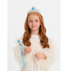 Karlar Ülkesi Elsa Mavi Kalp Tacı ve Kar Temalı Asa Seti