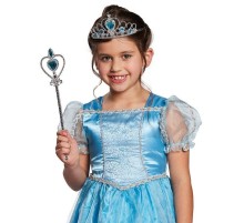 Karlar Ülkesi Elsa Mavi Kalpli Taç ve Mavi Asa Seti Çocuk Boy