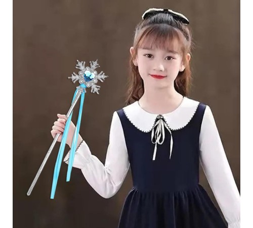 KarTaneliMaviKalpTaşlıSatenKurdeleliKarlarÜlkesiElsaAsasıSopası34cm