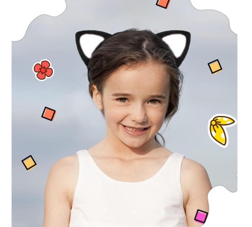 Kedi Kulak Taç Siyah İçi Beyaz Renk Pofuduk 15X17 cm Kedi Kulak Taç Siyah İçi Beyaz Renk Pofuduk 15X17 cm