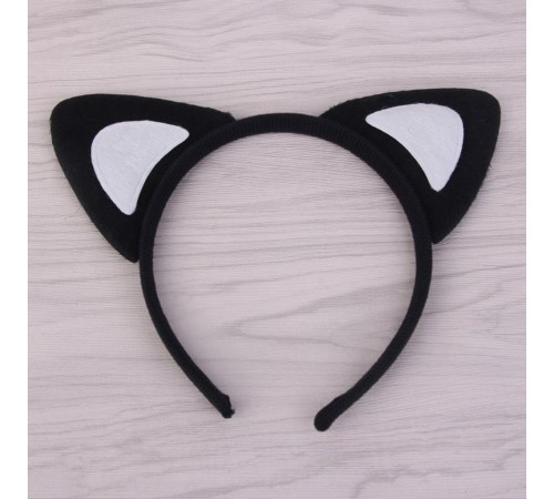 Kedi Kulak Taç Siyah İçi Beyaz Renk Pofuduk 15X17 cm Kedi Kulak Taç Siyah İçi Beyaz Renk Pofuduk 15X17 cm