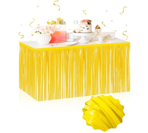 Kendinden Yapışkanlı Makaron Sarı Püsküllü Masa Eteği – 75 x 275 cm Parti Süslemesi Kendinden Yapışkanlı Makaron Sarı Püsküllü Masa Eteği – 75 x 275 cm Parti Süslemesi