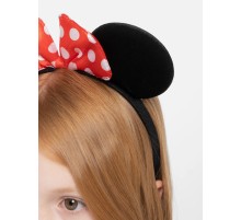 Kırmızı Fiyonklu Minnie Mouse Taç Fare Tacı Kafa Bandı