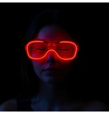 Kırmızı Led Işıklı Parti Gözlüğü - Neon Glow Şerit Gözlük 3 Modlu