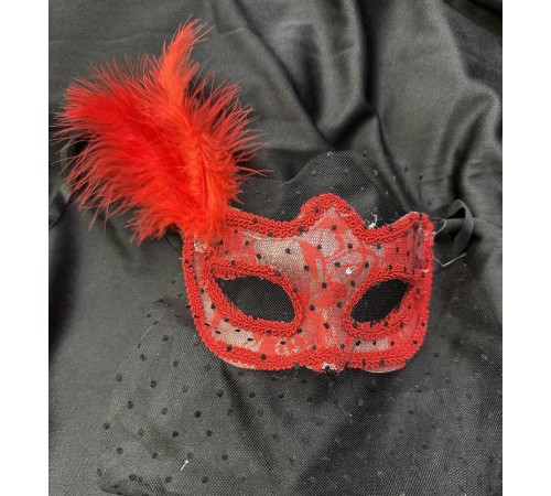 Kırmızı Renk Dantelli Duvaklı Parti Maskesi Balo