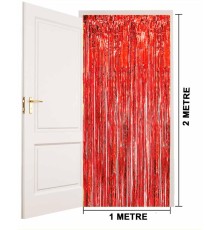 Kırmızı Renk Ekstra Metalize Parlak Saçaklı Arka Fon Perde İthal A Kalite 1x2 Metre