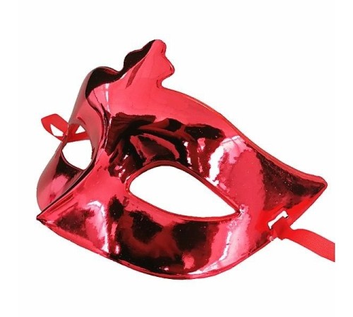 Kırmızı Renk Kostüm Partisi Ekstra Parlak Balo Maskesi 15x10 cm