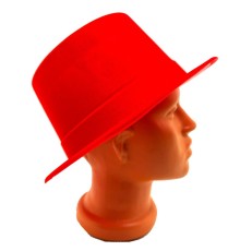 Kırmızı Renk Plastik Nubuk Kadife Kaplama Fötr Şapka 11 cm