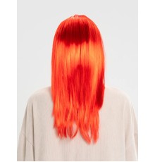 Kırmızı Renk Uzun Düz Parti Peruğu