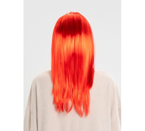 Kırmızı Renk Uzun Düz Parti Peruğu