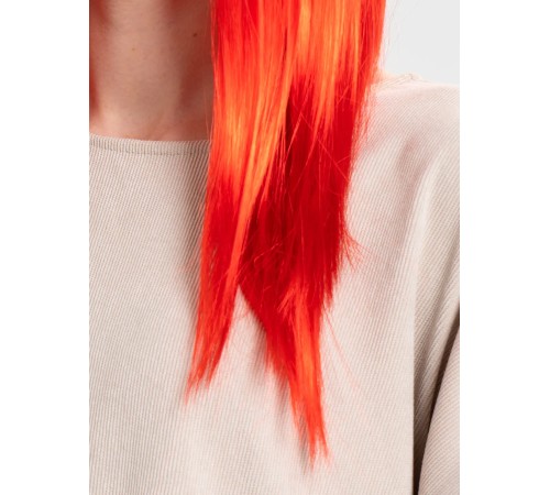 Kırmızı Renk Uzun Düz Parti Peruğu