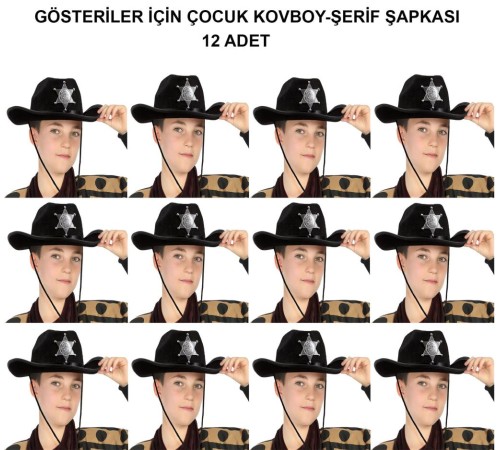 Kovboy Şerif Şapkası Siyah 12 Adet - Kostüm, Parti ve Gösteri Şapkası Kovboy Şerif Şapkası Siyah 12 Adet - Kostüm, Parti ve Gösteri Şapkası