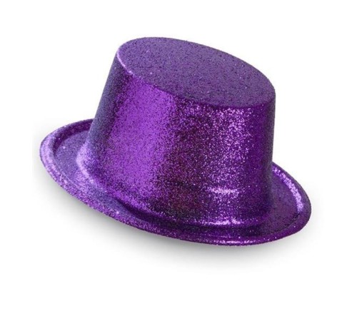 Koyu Mor Renk Violet Parıltılı Simli Fötr Silindir Parti Şapkası Koyu Mor Renk Violet Parıltılı Simli Fötr Silindir Parti Şapkası