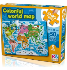 KS Games Colorful World Map 50 Parça Puzzle