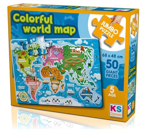 KS Games Colorful World Map 50 Parça Puzzle KS Games Colorful World Map 50 Parça Puzzle