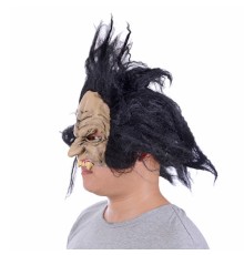 Lateks Dişli Korku Maskesi Saçlı Yarım Surat