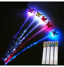 Led Fiber Optik Işıklı Kelebek Saç Klipsi 1 Adet