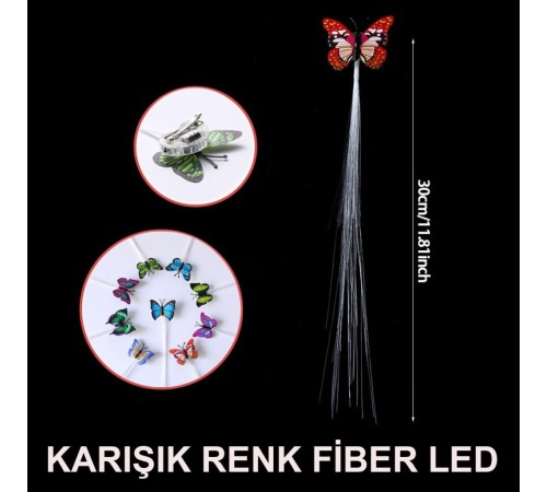 Led Fiber Optik Işıklı Kelebek Saç Klipsi 1 Adet Led Fiber Optik Işıklı Kelebek Saç Klipsi 1 Adet