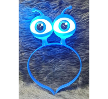 Led Işıklı & Pilli 3 Farklı Modda Yanan Uzaylı Göz Parti Tacı Mavi Renk 18x12 cm