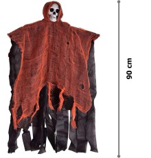 Led Işıklı Kahkaha Atan Sesli Sensörlü Ürpertici Kuru Kafa Korku Hayalet Saçaklı Dekor 90x50 cm