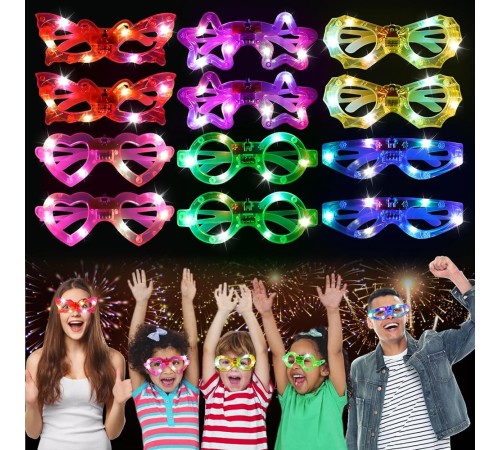 Led Işıklı Karışık 6 Model Yanar Söner Parti Gözlüğü 12 Adet