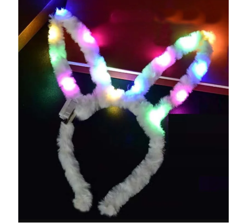 Led Işıklı Peluş Pofuduk Tavşan Kulak Tavşan Taç Beyaz 17X23 cm Led Işıklı Peluş Pofuduk Tavşan Kulak Tavşan Taç Beyaz 17X23 cm